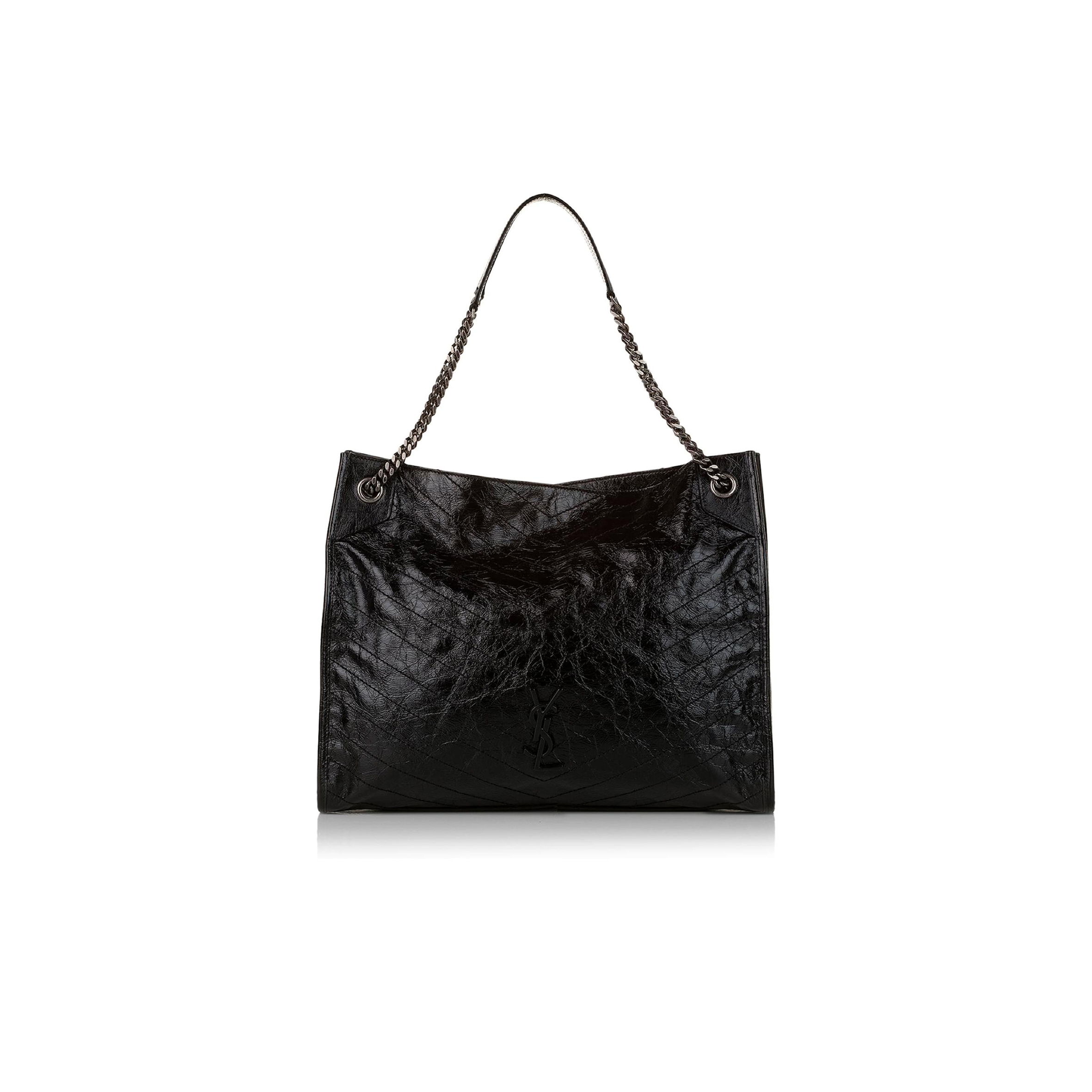 YSL NIKI LARGE QUILTED CRINKLED GLOSSED-LEATHER TOTE 19971654706912833 (39*31.5*12.5cm)